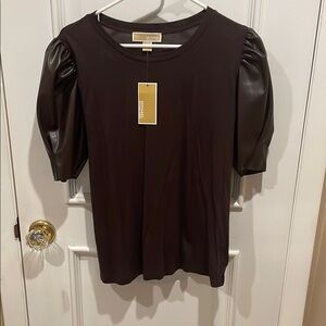 Michael Kors Brown puffy sleeve top
